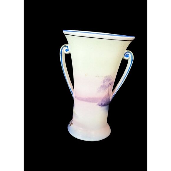 vintage Noritake Morimura Brothers Art Nouveau Double Handled Hand Painted Vase - Picture 2 of 13